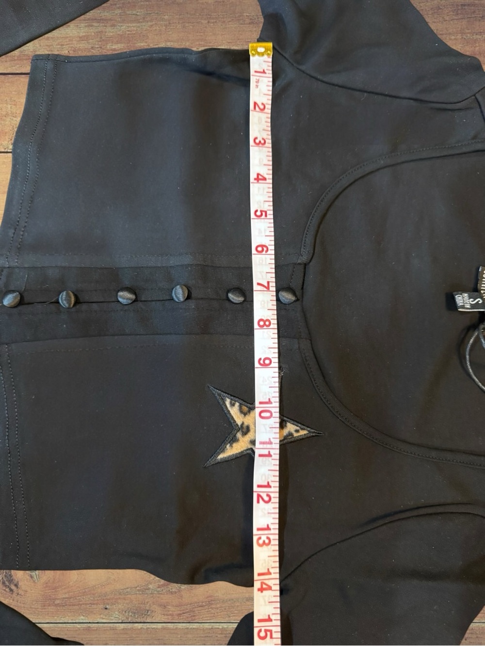 Current Mood Black Cropped Scoop Neck Cardigan With Leopard Star NWT Size Small - Picture 5 of 13